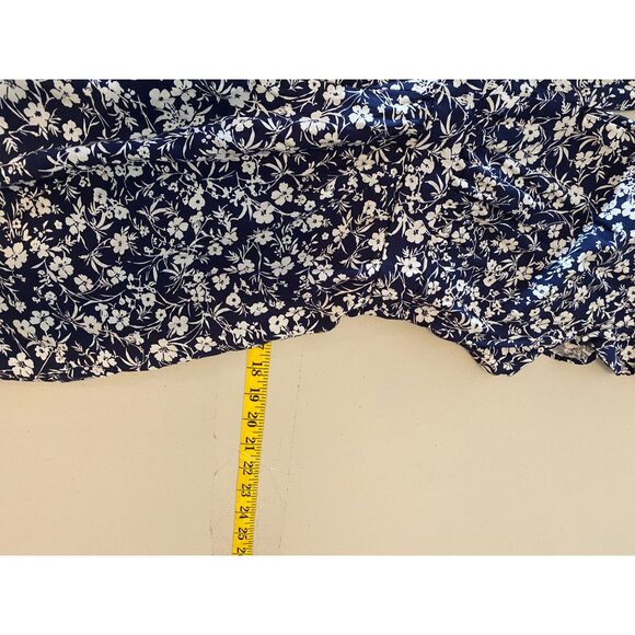 Lulus Navy & White Floral Print Romper With V-Neck & Ruffled Sleeves Large - Picture 11 of 13